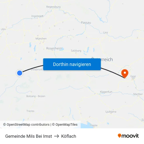 Gemeinde Mils Bei Imst to Köflach map