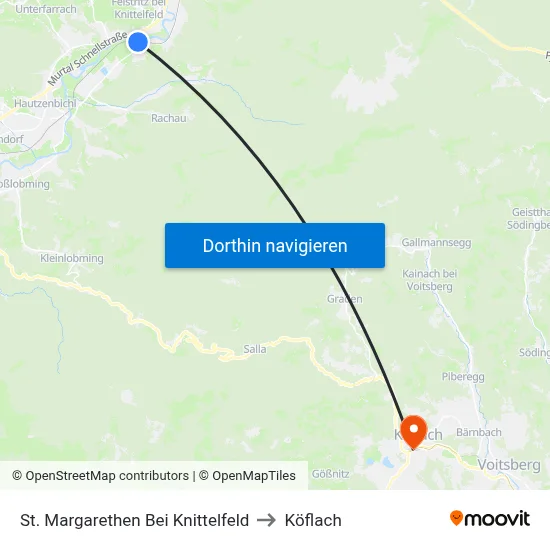 St. Margarethen Bei Knittelfeld to Köflach map