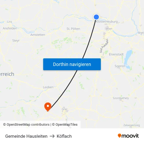 Gemeinde Hausleiten to Köflach map