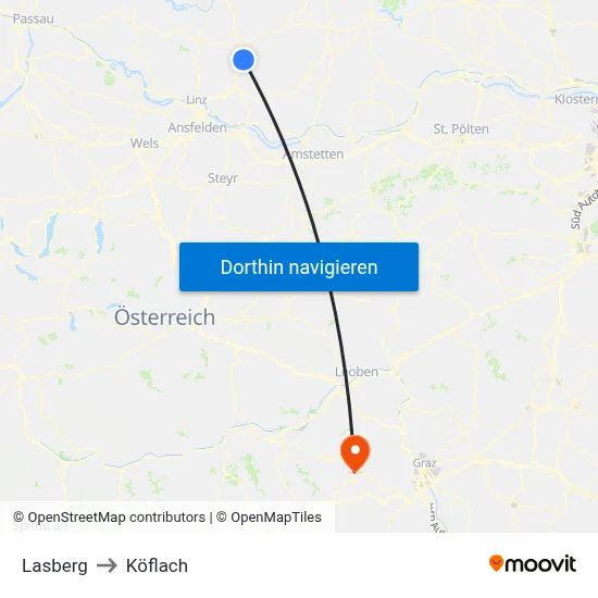 Lasberg to Köflach map