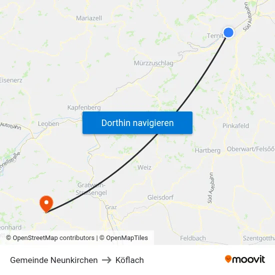Gemeinde Neunkirchen to Köflach map