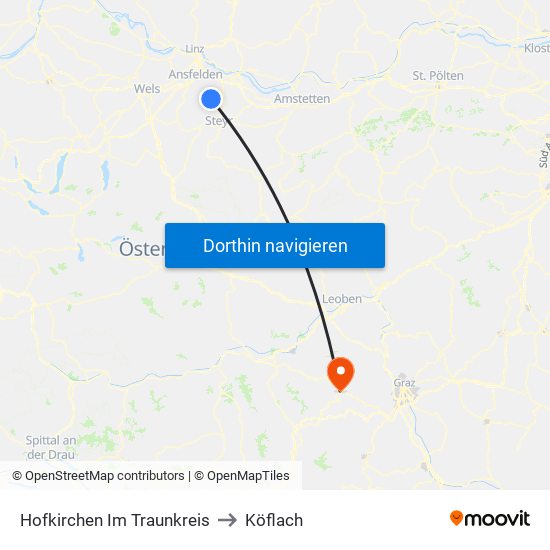 Hofkirchen Im Traunkreis to Köflach map