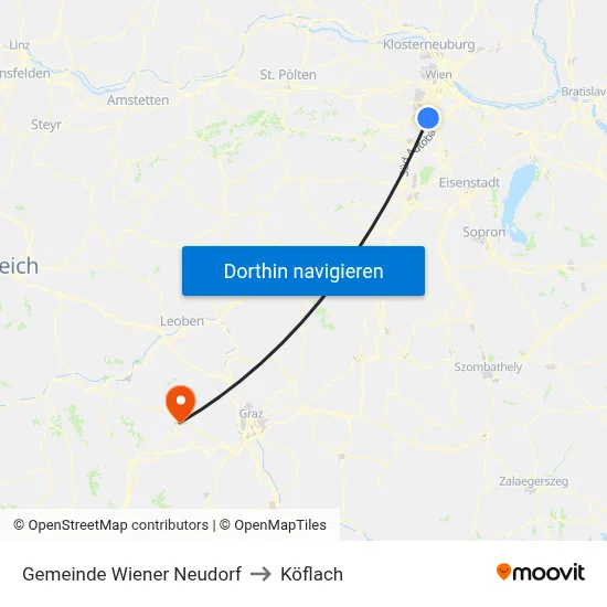 Gemeinde Wiener Neudorf to Köflach map