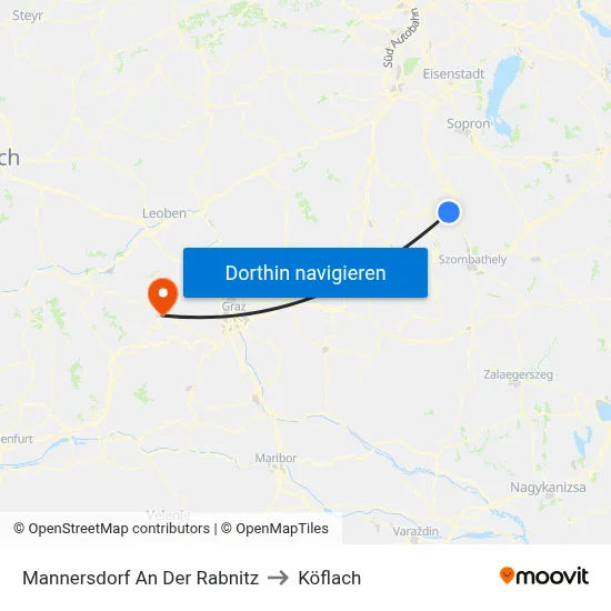 Mannersdorf An Der Rabnitz to Köflach map