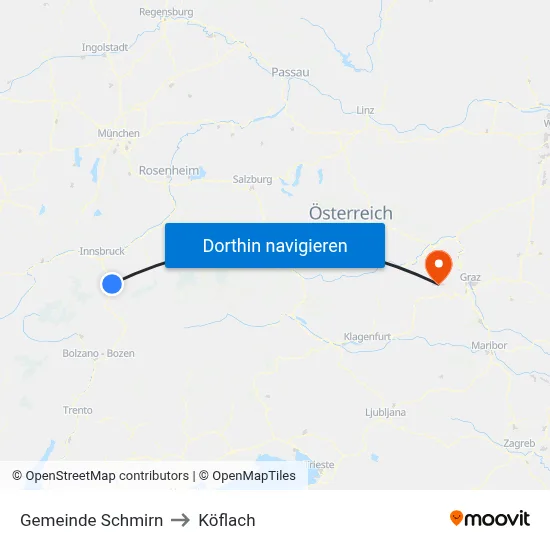 Gemeinde Schmirn to Köflach map