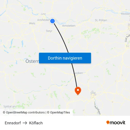 Ennsdorf to Köflach map