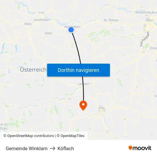 Gemeinde Winklarn to Köflach map