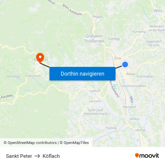 Sankt Peter to Köflach map