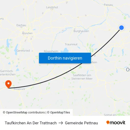 Taufkirchen An Der Trattnach to Gemeinde Pettnau map