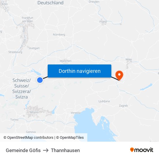 Gemeinde Göfis to Thannhausen map