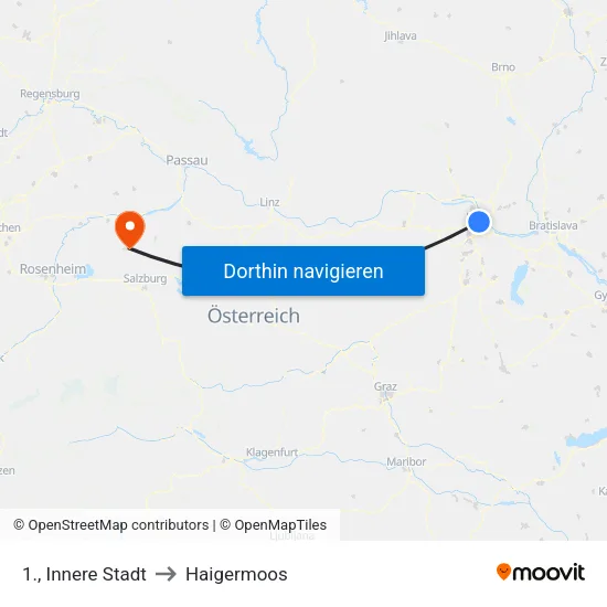 1., Innere Stadt to Haigermoos map