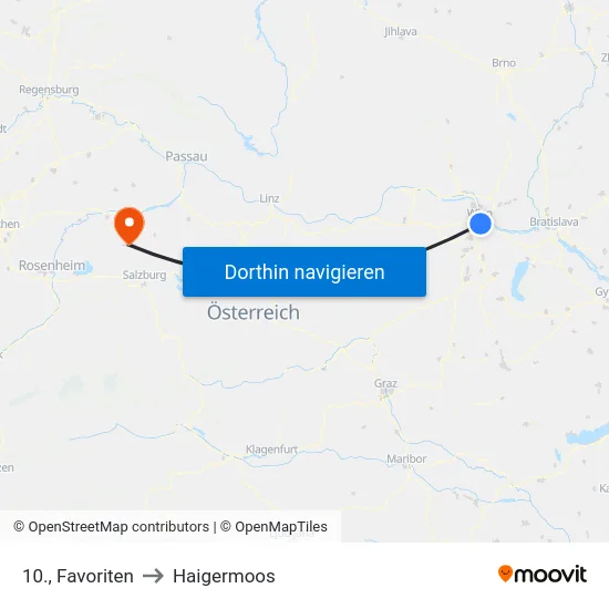 10., Favoriten to Haigermoos map