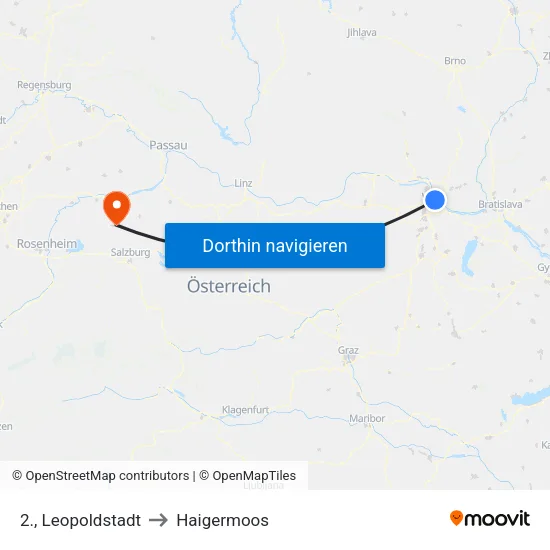 2., Leopoldstadt to Haigermoos map