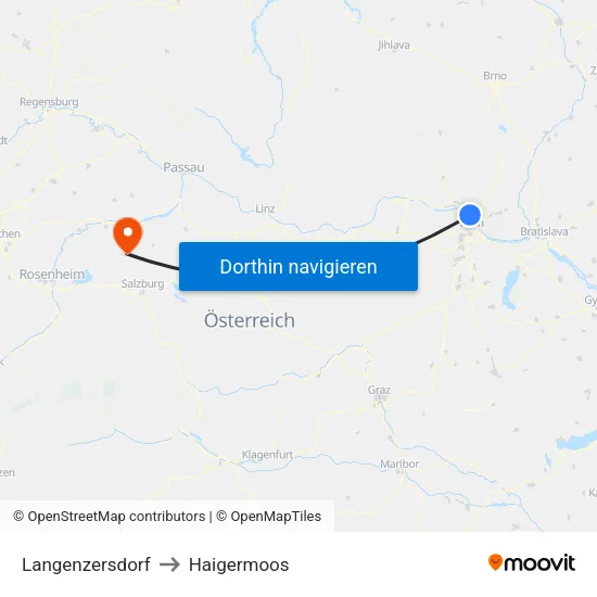 Langenzersdorf to Haigermoos map