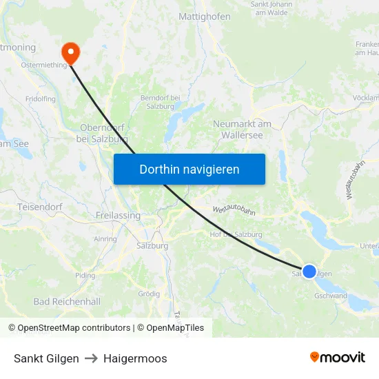 Sankt Gilgen to Haigermoos map