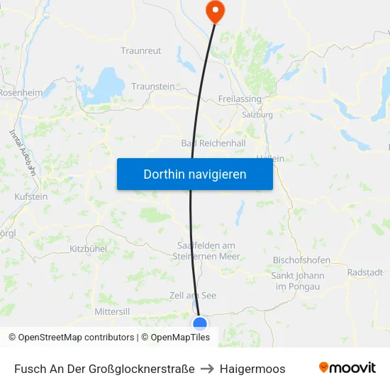 Fusch An Der Großglocknerstraße to Haigermoos map