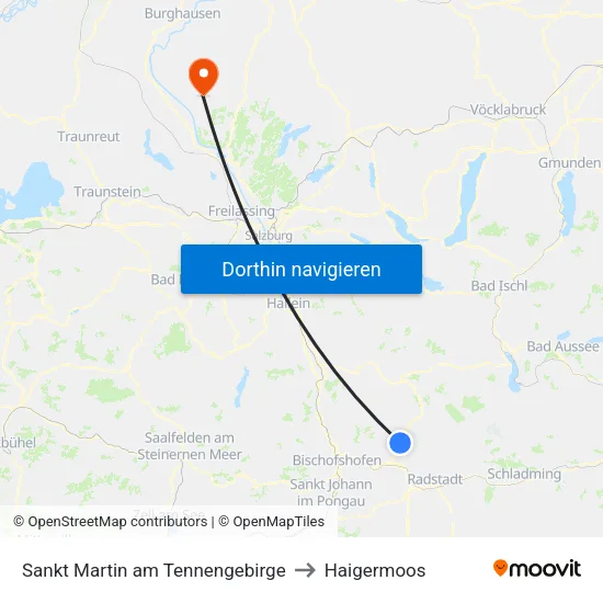Sankt Martin am Tennengebirge to Haigermoos map