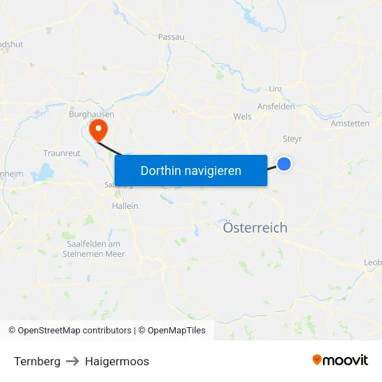 Ternberg to Haigermoos map