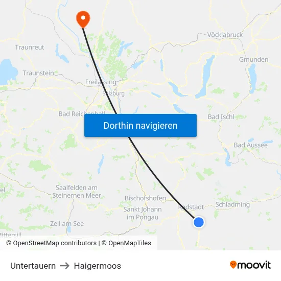 Untertauern to Haigermoos map