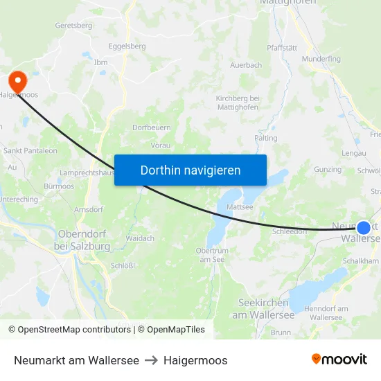 Neumarkt am Wallersee to Haigermoos map