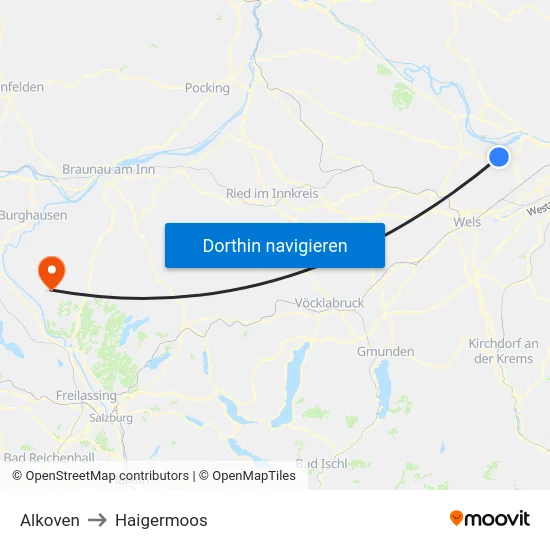 Alkoven to Haigermoos map