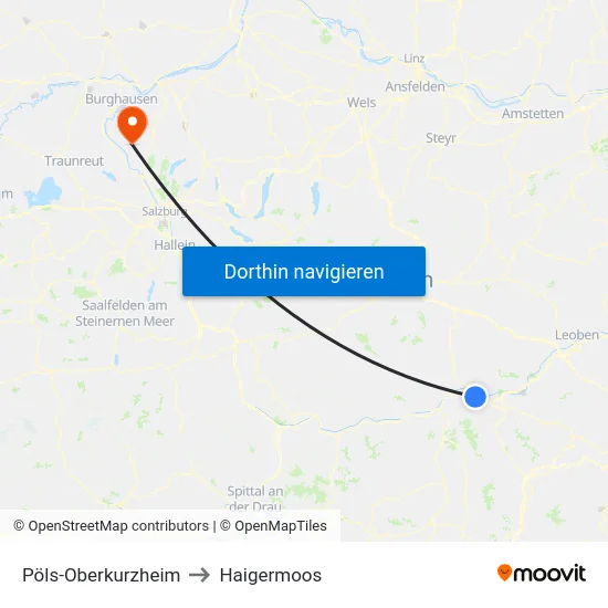 Pöls-Oberkurzheim to Haigermoos map
