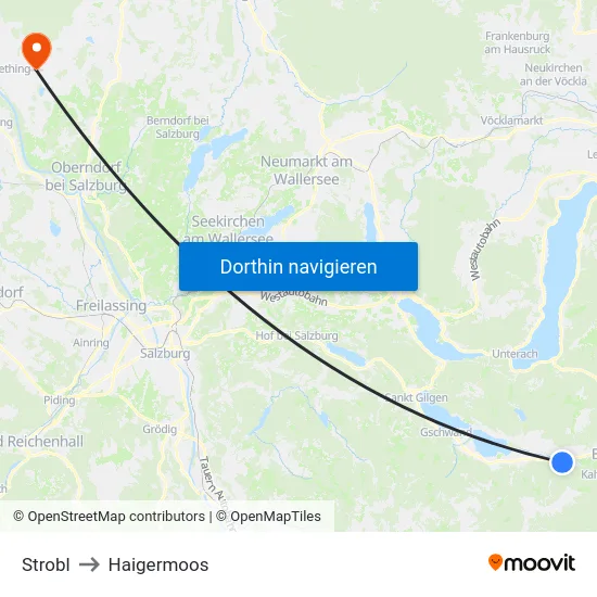 Strobl to Haigermoos map