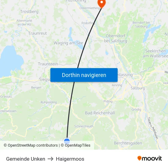Gemeinde Unken to Haigermoos map