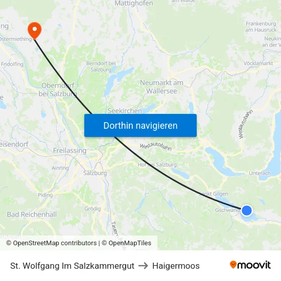 St. Wolfgang Im Salzkammergut to Haigermoos map