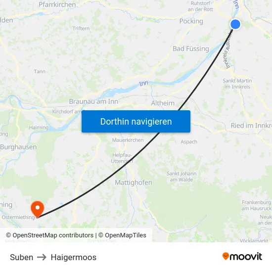 Suben to Haigermoos map