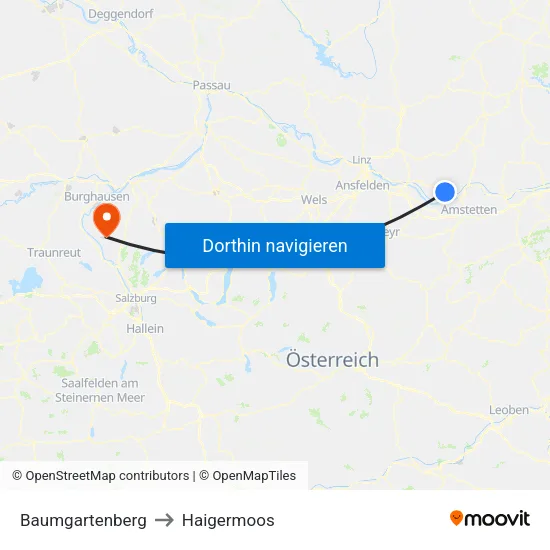 Baumgartenberg to Haigermoos map