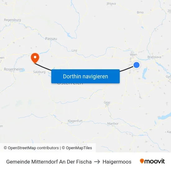 Gemeinde Mitterndorf An Der Fischa to Haigermoos map