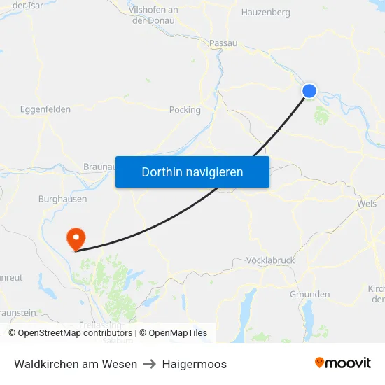 Waldkirchen am Wesen to Haigermoos map
