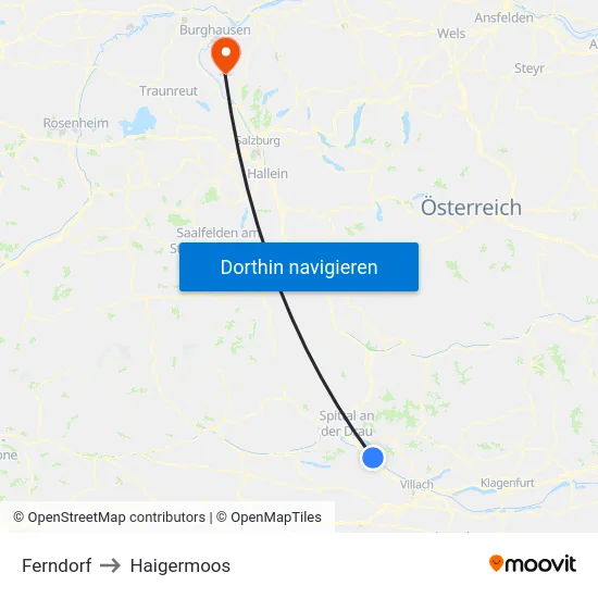 Ferndorf to Haigermoos map