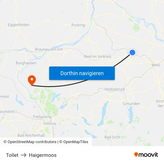 Tollet to Haigermoos map