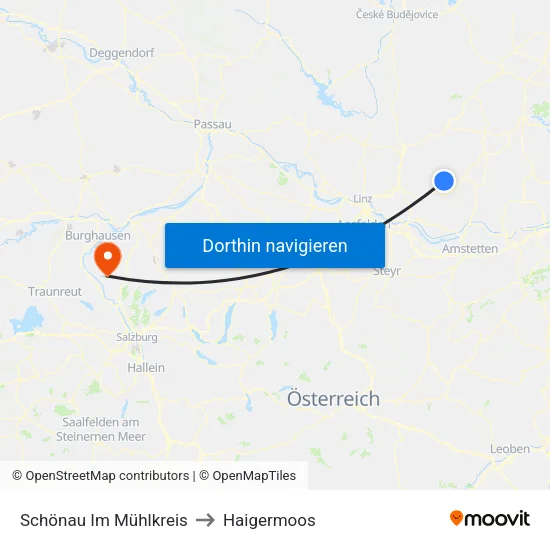 Schönau Im Mühlkreis to Haigermoos map