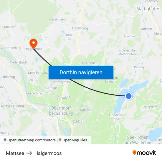 Mattsee to Haigermoos map