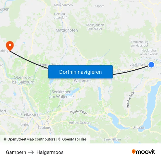 Gampern to Haigermoos map