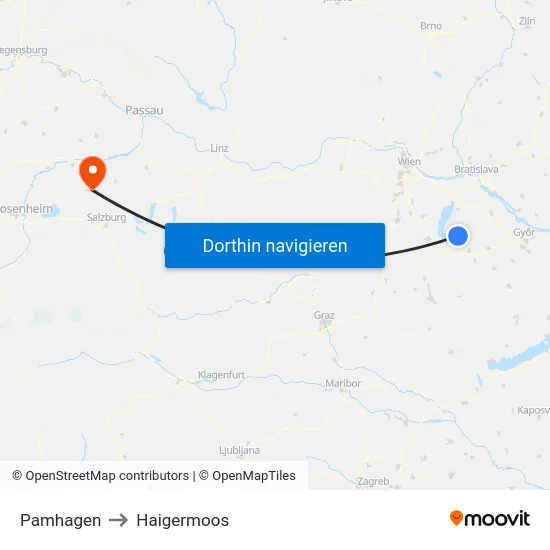 Pamhagen to Haigermoos map