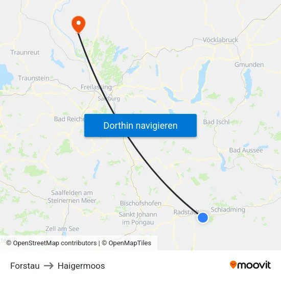 Forstau to Haigermoos map