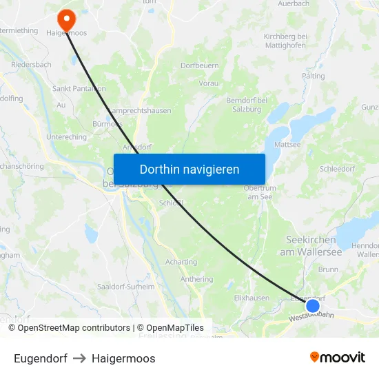 Eugendorf to Haigermoos map