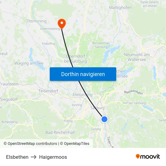 Elsbethen to Haigermoos map
