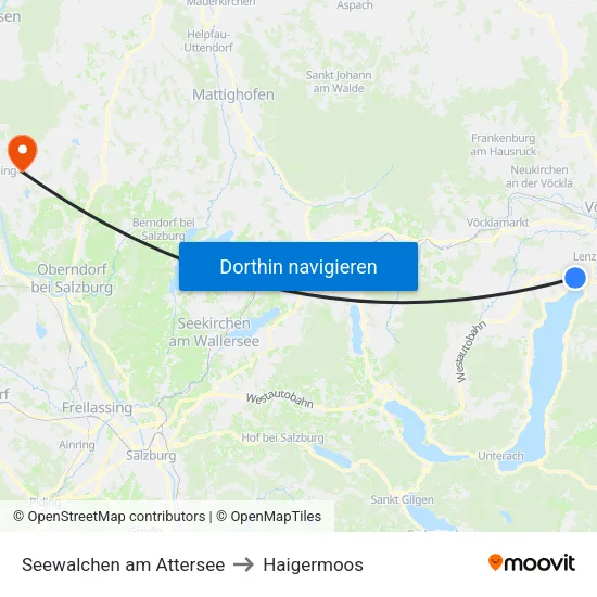 Seewalchen am Attersee to Haigermoos map