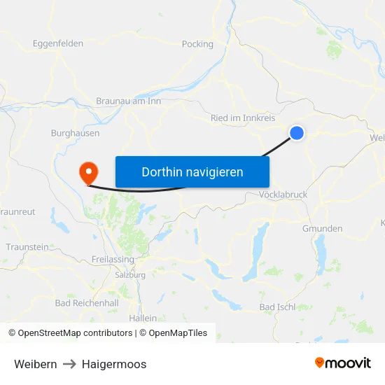 Weibern to Haigermoos map