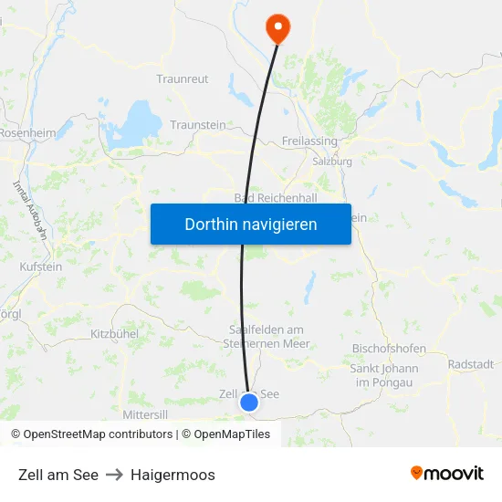 Zell am See to Haigermoos map