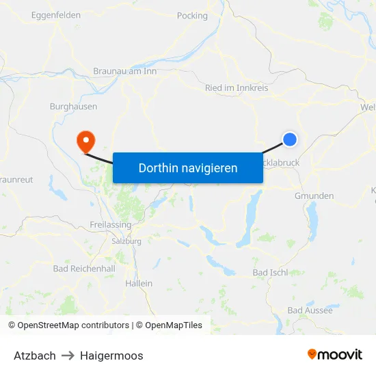 Atzbach to Haigermoos map