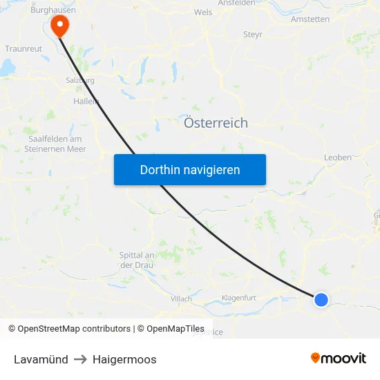Lavamünd to Haigermoos map