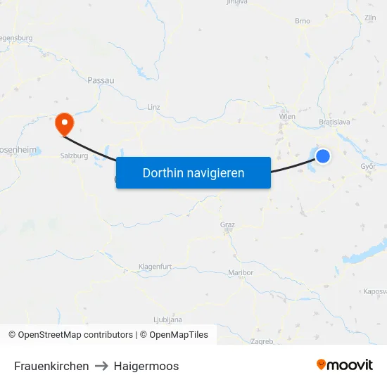 Frauenkirchen to Haigermoos map