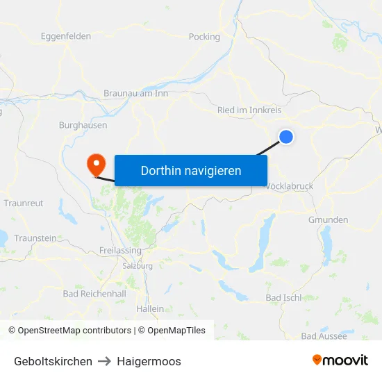 Geboltskirchen to Haigermoos map