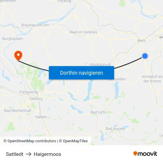 Sattledt to Haigermoos map